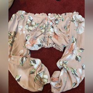 Flower Printed Pink Crop Top Corset